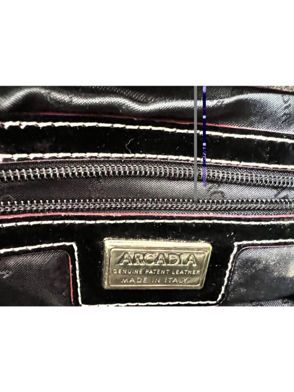 ARCADIA Patent Leather Handbag Crossbody Leopard Print Haircalf Made in Italy - Picture 11 of 14